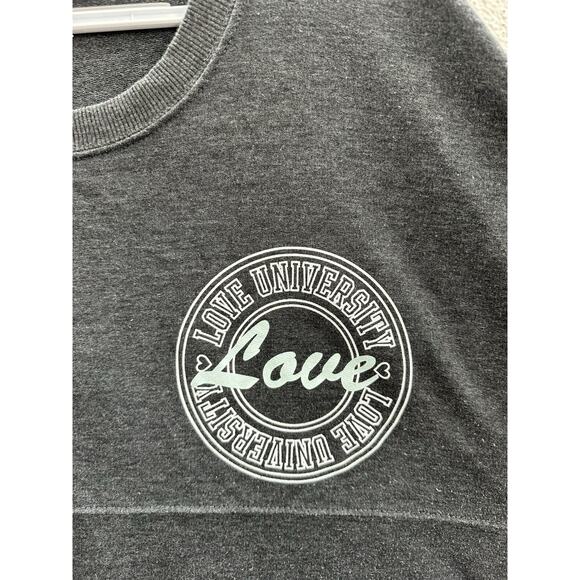 Just Be Womens Top Size 1X Grey Long Sleeve Love University Varsity Graphic - Picture 3 of 12